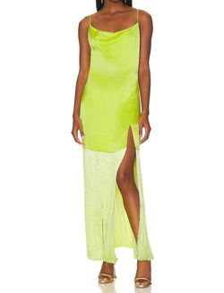 Style 1-1557163402-3472 ELLIATT Yellow Size 4 Fringe Free Shipping Side slit Dress on Queenly