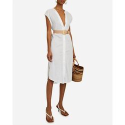 Style 1-1894677311-5 Enza Costa White Size 0 V Neck Side Slit Tall Height Cocktail Dress on Queenly