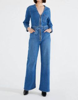 Style 1-2407823466-2901 ETICA Blue Size 8 Jersey Floor Length Tall Height Jumpsuit Dress on Queenly