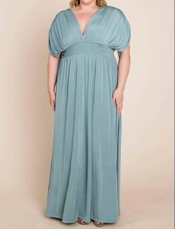 Style 1-2512897342-625 Emerald Collection Blue Size 16 Sleeves V Neck Spandex Straight Dress on Queenly
