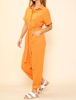 Style 1-2542853893-3236 SKIES ARE BLUE Orange Size 4 Jewelled Straight High Neck Jumpsuit Dress on Queenly