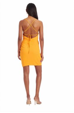 Style 1-3271365582-3236 Amanda Uprichard Orange Size 4 Summer Mini Tall Height Cocktail Dress on Queenly