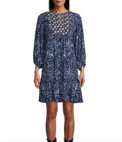 Style 1-399548738-2791 Nicole Miller Blue Size 12 Print Mini Cocktail Dress on Queenly