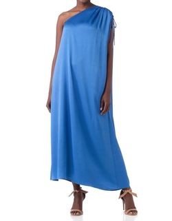 Style 1-4089569502-2901 Crosby by Mollie Burch Blue Size 8 One Shoulder Straight Dress on Queenly