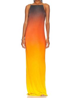 Style 1-4245718061-2901 RONNY KOBO Orange Size 8 Black Tie Straight Dress on Queenly