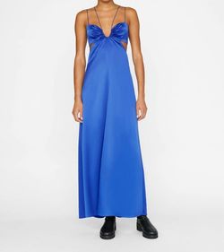 Style 1-701788696-2696 FRAME Blue Size 12 Plus Size Black Tie Floor Length Free Shipping Straight Dress on Queenly