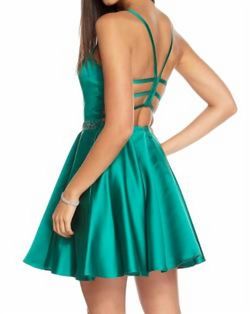 Style 1-790648555-238 ALYCE PARIS Green Size 12 Satin Emerald Belt Cocktail Dress on Queenly