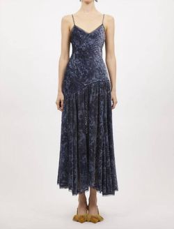 Style 1-970251983-1498 Ulla Johnson Blue Size 4 Floor Length Pageant Free Shipping Straight Dress on Queenly