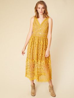 Altar'd State Yellow Size 0 Lace Plunge Straight Dress on Queenly