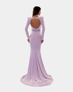 Style AD5213 Albina Dyla Purple Size 0 Lavender Jewelled Black Tie Straight Dress on Queenly