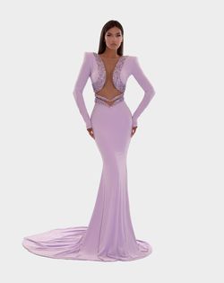 Style AD5213 Albina Dyla Purple Size 20 Floor Length Black Tie Plus Size Straight Dress on Queenly