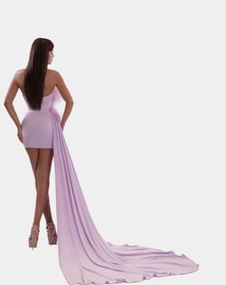 Style AD5216 Albina Dyla Purple Size 12 Feather Plus Size Ad5216 Mini Cocktail Dress on Queenly
