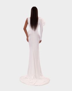 Style AD5225 Albina Dyla White Size 4 Floor Length Tall Height Straight Dress on Queenly