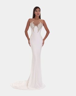 Style AD5222 Albina Dyla White Size 4 Tall Height Floor Length Straight Dress on Queenly