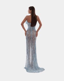 Style AD5229 Albina Dyla Blue Size 8 Ad5229 Tall Height Lace Side slit Dress on Queenly