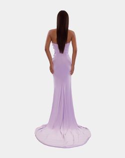 Style AD5215 Albina Dyla Gold Size 4 Lavender Black Tie Jewelled Side slit Dress on Queenly