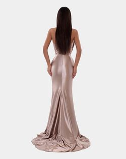 Style AD5126 Albina Dyla Gold Size 8 Satin Black Tie Side slit Dress on Queenly