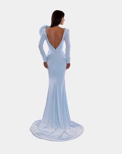 Style AD5226 Albina Dyla Blue Size 8 Tall Height Ad5226 Black Tie Straight Dress on Queenly