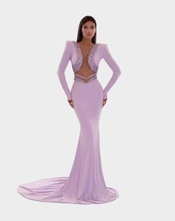 Style AD5213 Albina Dyla Purple Size 16 Floor Length Ad5213 Tall Height Straight Dress on Queenly