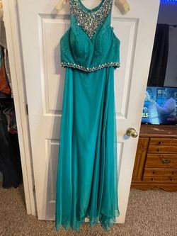 Style -1 Rachel Allan Green Size 12 Floor Length Plus Size Free Shipping Straight Dress on Queenly