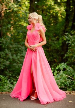 Style 11166 Ashley Lauren Pink Size 4 Prom Plunge Ball gown on Queenly