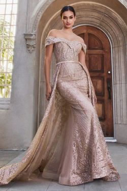 Style A1200 Andrea & Leo Couture Gold Size 16 Mermaid Dress on Queenly