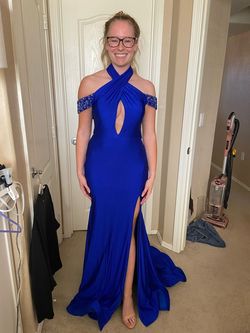 Mac Duggal Royal Blue Size 6 Jersey Pageant Prom Mermaid Dress on Queenly