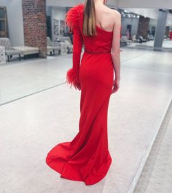 Style 11131 Ashley Lauren Red Size 2 Jersey Pageant Straight Dress on Queenly