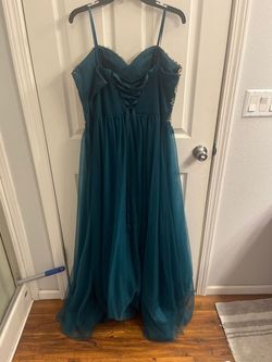 Blondie Nites Green Size 16 Floor Length Jersey Plus Size Pageant Ball gown on Queenly