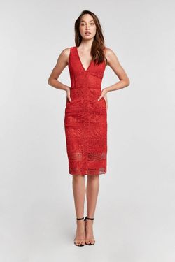 Bardot Red Size 6 Interview Pageant Homecoming Lace Cocktail Dress on Queenly