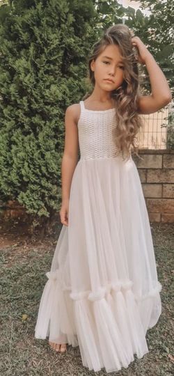 Style  STELLA Ivory Boho Junior Bridesmaid / Flower Girl Dress AylinkaShop White Size 10 Military A-line Dress on Queenly