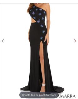 Style 88541 Amarra Black Size 0 Floor Length Prom Mermaid Dress on Queenly