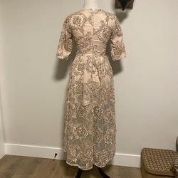 Cardlcq Nude Size 2 Fitted High Low Embroidery Cocktail Dress on Queenly