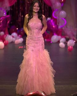 Style 1598 Sherri Hill Pink Size 4 Jersey Tall Height 1598 Ball gown on Queenly