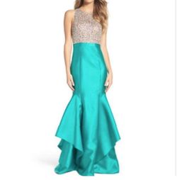 Xscape Blue Size 2 Military Prom Turquoise Floor Length Mermaid Dress on Queenly