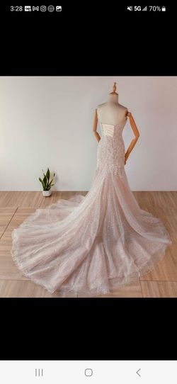 cocomelody  White Size 12 Lace Wedding Pattern Mermaid Dress on Queenly