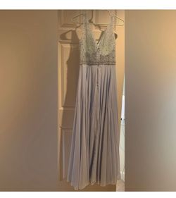 Soieblu Blue Size 6 Jersey Prom Plunge Floor Length A-line Dress on Queenly