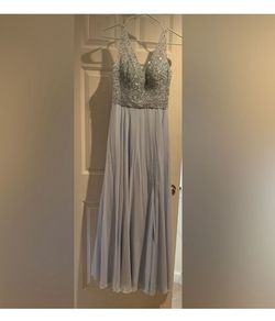 Soieblu Blue Size 6 Floor Length Plunge A-line Dress on Queenly