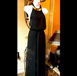 UK2LA Black Size 12 Plus Size Floor Length Jumpsuit Dress on Queenly