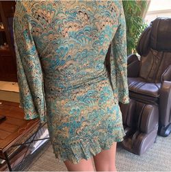 Sky Blue Size 4 Plunge 50 Off Print Cocktail Dress on Queenly