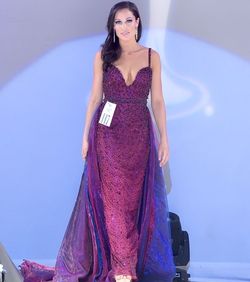 Sherri Hill Royal Purple Size 2 Plunge 70 Off Jewelled Pageant Train Dress on Queenly