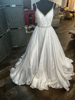Sherri Hill White Size 4 Prom Floor Length Plunge Ball gown on Queenly