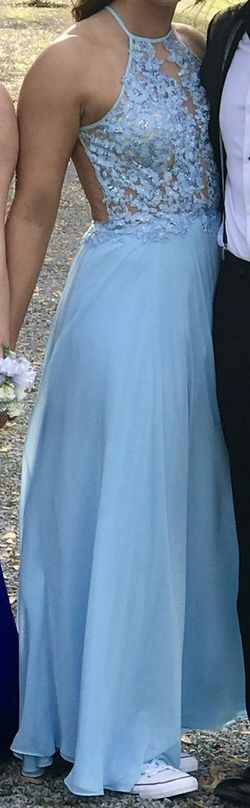 Blush Prom Light Blue Size 8 Sequin High Neck Cocktail Dress on Queenly