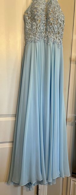 Blush Prom Light Blue Size 8 Sequin High Neck Cocktail Dress on Queenly