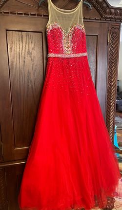 Madison James Red Size 4 Jersey Ball gown on Queenly