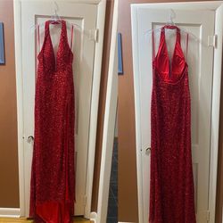 Style 11068 Ashley Lauren Red Size 12 11068 Backless Fitted Side slit Dress on Queenly
