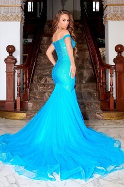 Style PS21251 Portia and Scarlett Blue Size 2 Prom Tall Height Pageant Mermaid Dress on Queenly