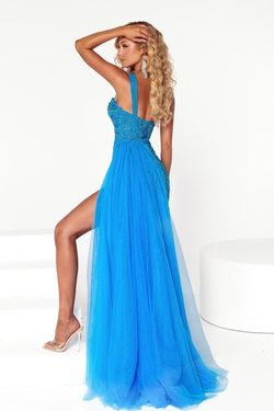 Style PS23972 Portia and Scarlett Blue Size 4 Prom Black Tie Ps23972 Side slit Dress on Queenly