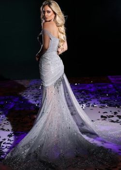 Style PS23930 Portia and Scarlett Silver Size 14 Floor Length Side slit Dress on Queenly