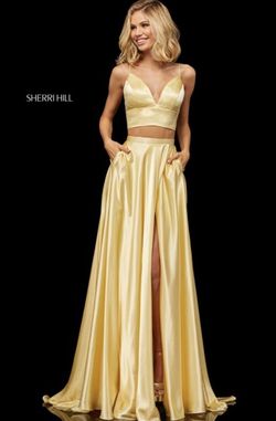 sheri hill Yellow Size 2 Black Tie Side slit Dress on Queenly